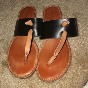 Brown and black sandals